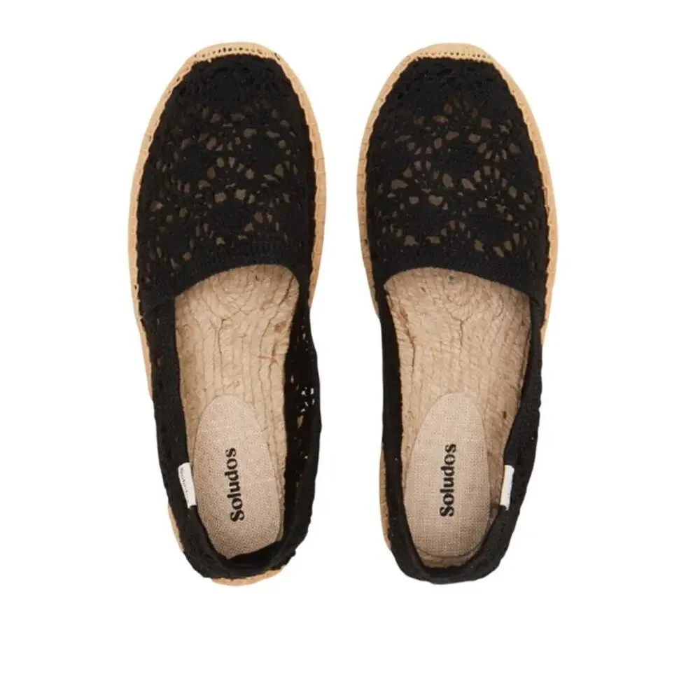 Soludus Women's Noche Black The Original Espadrille Flats Size 8-8.5